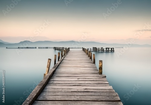 Timeless Tranquility: Capturing the Peace and Beauty of an Ancient Pier. Generative AI. © Happy Hues