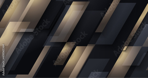 Abstract black and gold diagonal geometric lines shapes with a luxury design template. futuristic, technology concept background. Vector illustration
