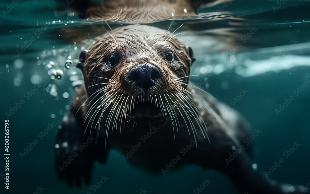 Otter underwater, Generative AI