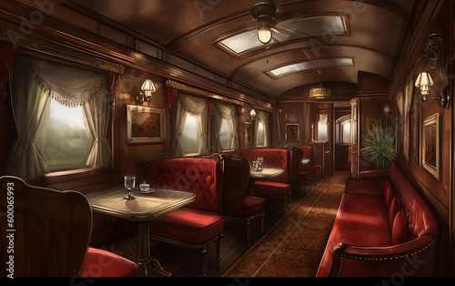 Illustration of a dining car, Generative AI photo