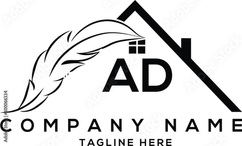 Letter ad real estate, realtor, property, construction, house, home, building, or remodeling logo

