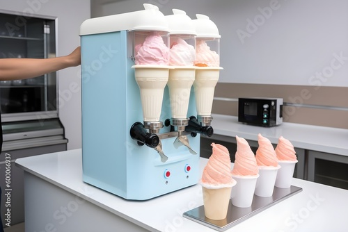 A close-up of a soft ice cream machine with the model number AR32V and a serial number of 500030. photo