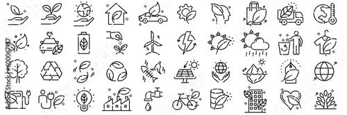 Illustration collection of path line vector design icons about simple eco sdg and environmental protection