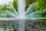 Beautiful fountain in lake at the park