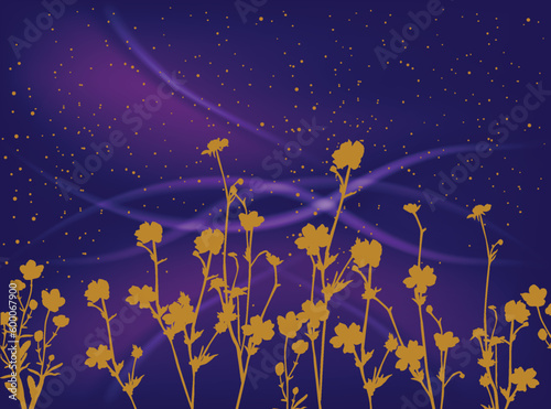 group of yellow flowers on dar purple background