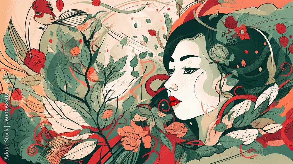 portrait of a girl with flowers portrait of a girl with flowers