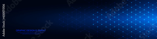 Abstract background and design element with geometric shape and hexagons pattern for banner or website header template