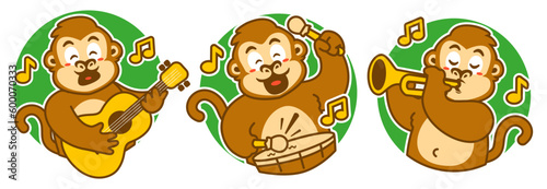 monkey playing music sticker pack
