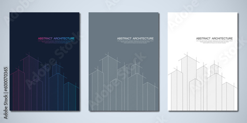 Architectural drawing with building construction for the book cover, brochure, flyer, poster, presentation, and other design