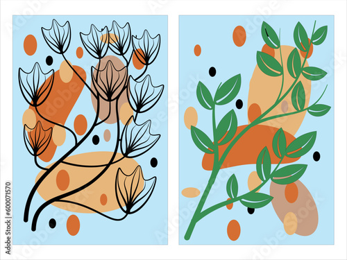 illustration of an flower, leaves Illustration background, for cover, card, wallpaper, vector illustration