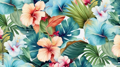 Beautiful Flowers  Exotic Oriental Floral Wallpaper for Interior Decor and Textiles   This wallpaper is suitable for interior mural painting wall art decor. AI