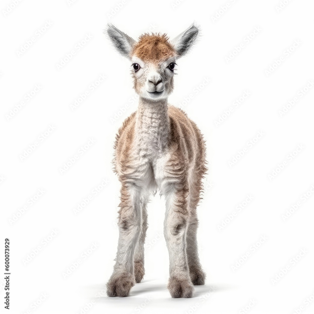 Obraz premium Baby Llama isolated on white (generative AI)