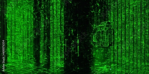 green binary coding type background, green stripes in a dark background. A graph or data transmission type background image.