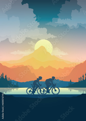 Silhouette of the cycling a bicycle Vector illustration  world bicycle day.  