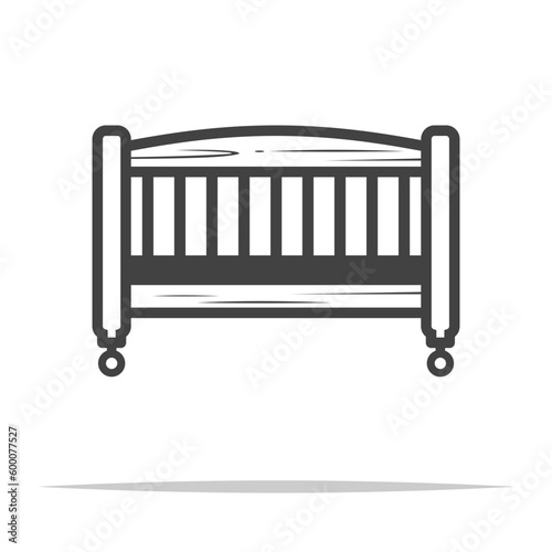 Baby crib bed icon transparent vector isolated