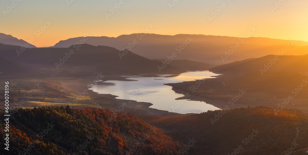Sant Antoni Reservoir at sunset, Pobla de Segur, Catalonia