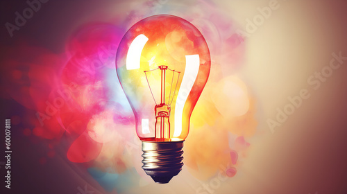 light bulb on red background