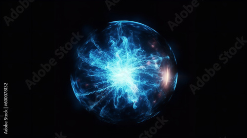 blue glowing plasma ball lightning abstract background
