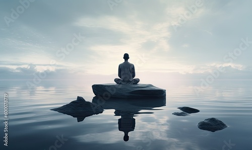 Transcendental meditation helps people achieve inner peace and balance Creating using generative AI tools © uhdenis