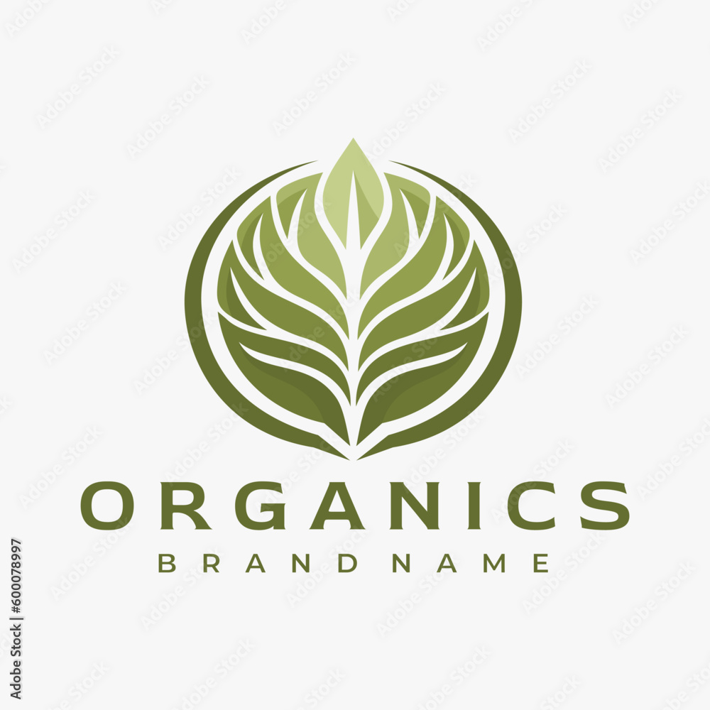 Colorful nature leaf logo branding template