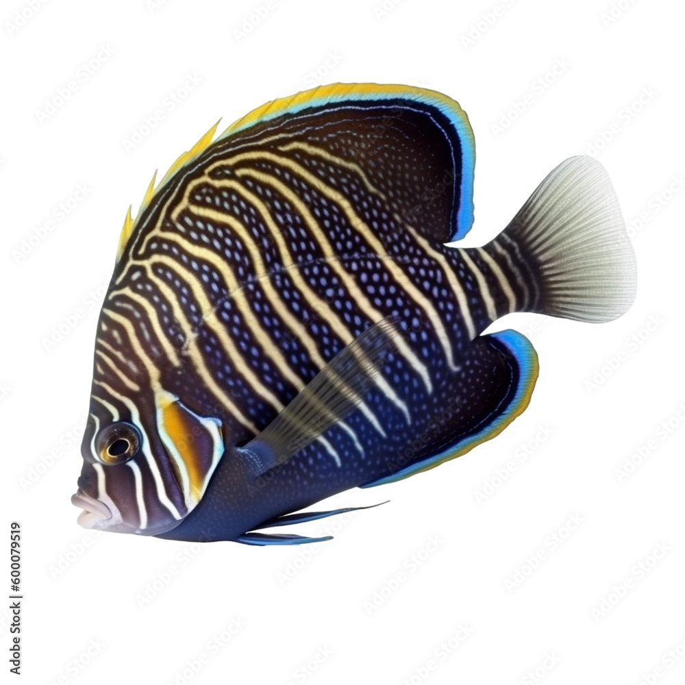 Emperor angelfish on transparent background, created with generative AI ...