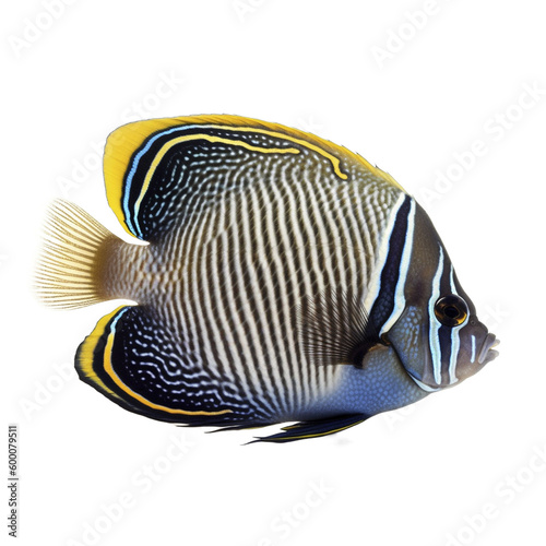 Emperor angelfish on transparent background, created with generative AI
