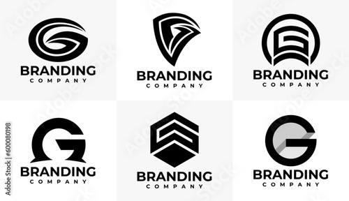Modern initial letter G logo design set