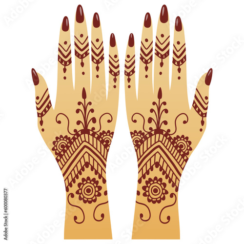 Hands Henna Mehendi Patterns Illustration Traditional Arts Vector