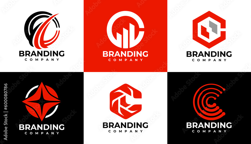 Bundle of letter C logo design template