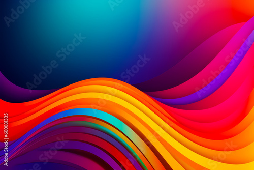Multicolored abstract background with wavy lines and blue sky in the background. Generative AI.