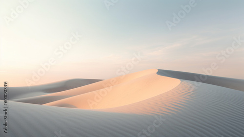 Minimalist view of wavy white sand with blue sky and clean. Ai generative