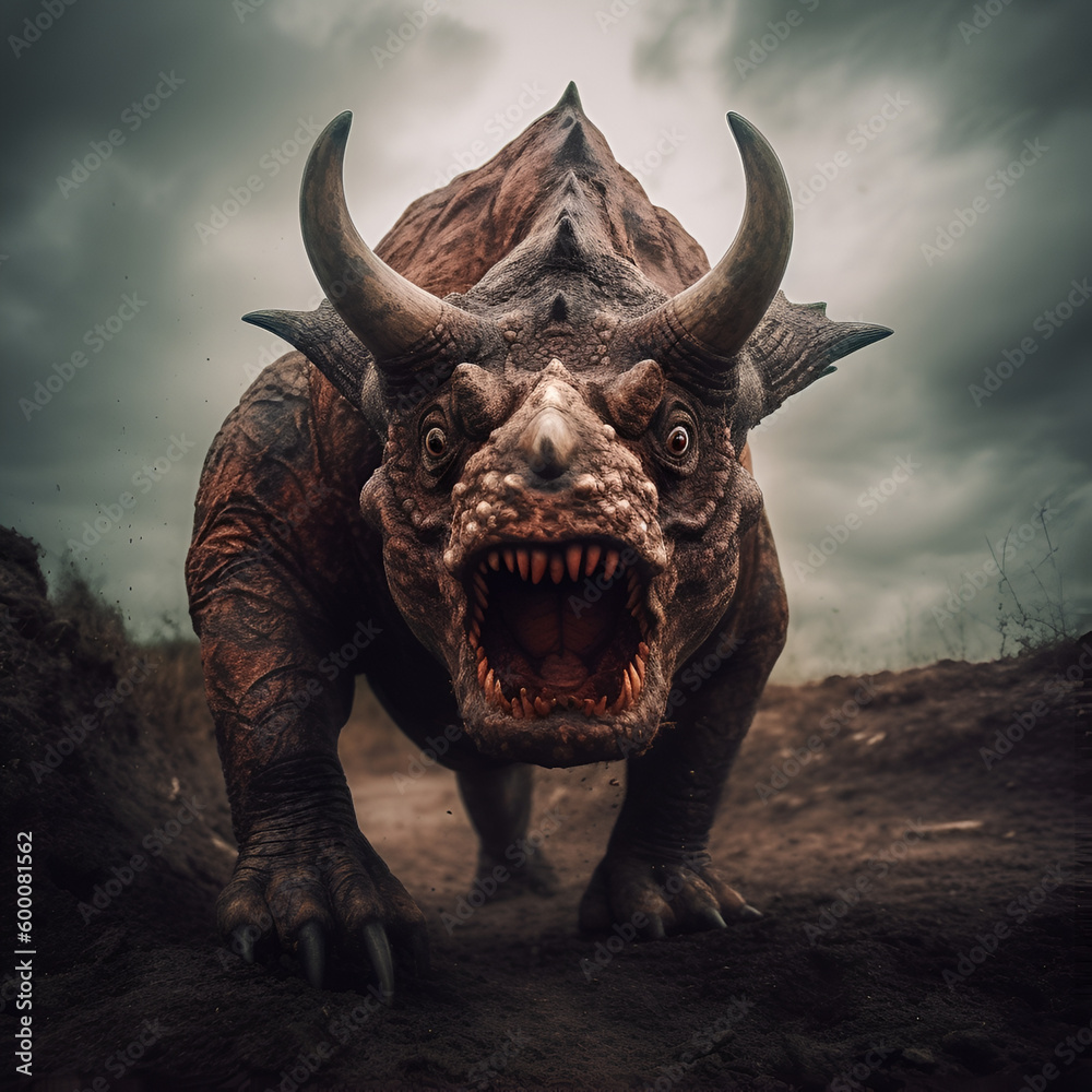 Fototapeta premium Triceratops dinosaur 3d 4k