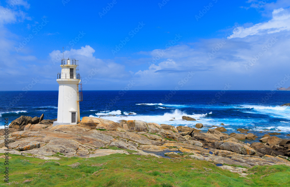 Lighthouse in Galicia- Punta da barca, Muxia in Spain Lighthouse in Galicia- Punta da barca, Muxia in Spain