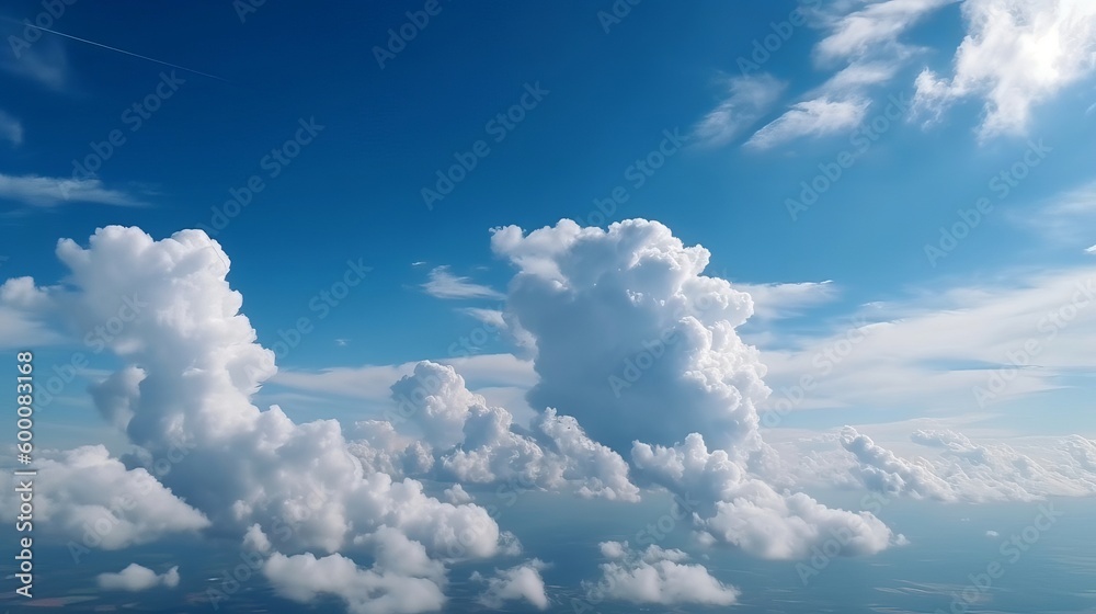 Blue sky with specific clouds. See over the clouds.summer blue sky cloud slant light white establishment. AI Generated Blue sky with specific clouds. See over the clouds.summer blue sky cloud slant light white establishment. AI Generated