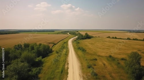 Wind airborne see - primitive street in summer. AI Generated