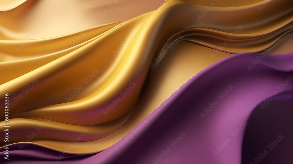 Hypothetical Foundation with Wave Shinning Gold and Purple Point Silk Surface. AI Generated