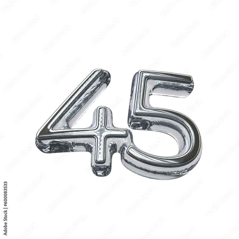 Number 45 3D rendering transparent background Number 45 3D rendering transparent background