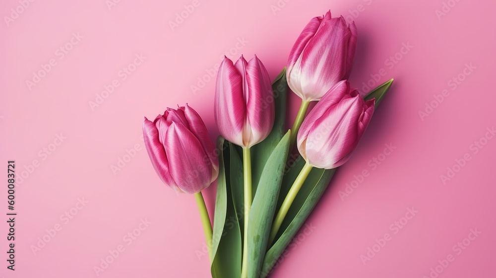 Spring tulip makes on pink foundation best see in level lay organize. AI Generated