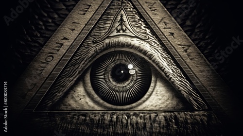 photo Sign Illuminati. freemasonry. The masonic square. AI Generated