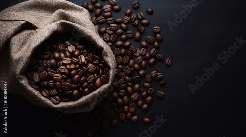 Beat see of Holder of coffee and coffee beans in a plunder on dim establishment. AI Generated