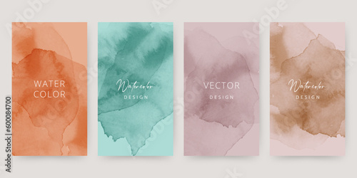 Watercolor abstract templates for social media story, cover, card, booklet. Minimalist colorful backgrounds.