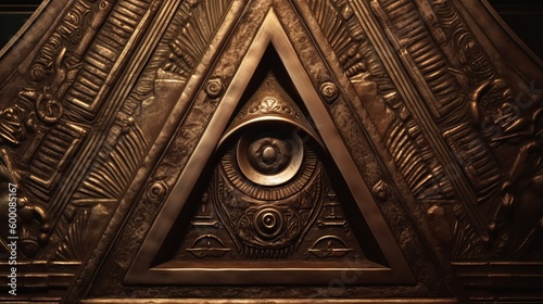 photo Sign Illuminati. freemasonry. The masonic square. All seeing eye in favored geometry triangle. AI Generated photo