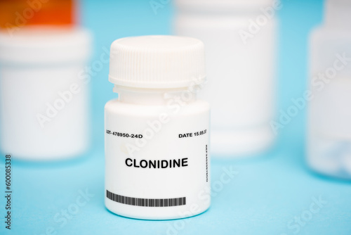 Clonidine medication In plastic vial photo