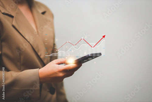 Data analytics report business strategy, management tools, Stock market indicator or forex trading graph and financial investment.