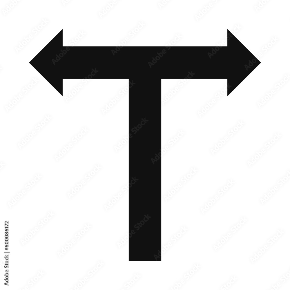 T-Junction Arrow Silhouette Shape Icon T-Junction Arrow Silhouette Shape Icon