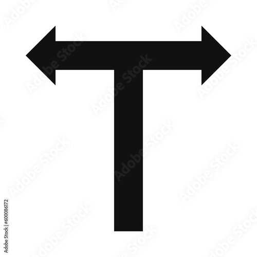 T-Junction Arrow Silhouette Shape Icon