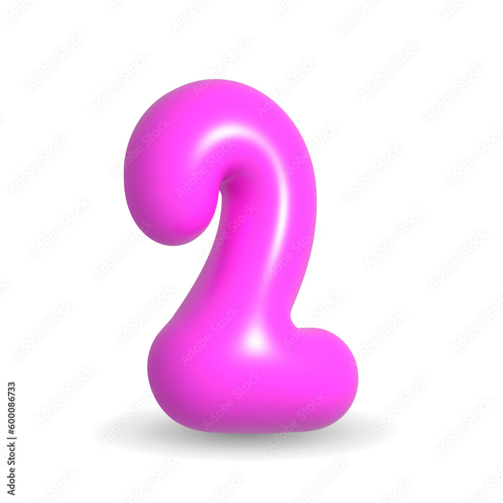 Colorful, lustrous and gleaming Fuchsia balloon digit Two. 3d realistic design element isolated on white background. For events, party, anniversary. Colorful, lustrous and gleaming Fuchsia balloon digit Two. 3d realistic design element isolated on white background. For events, party, anniversary.