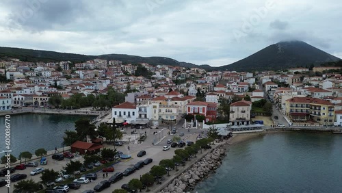 Aerial view of the beautiful seaside city of Pylos located in western Messenia in Peloponnese, Greece photo