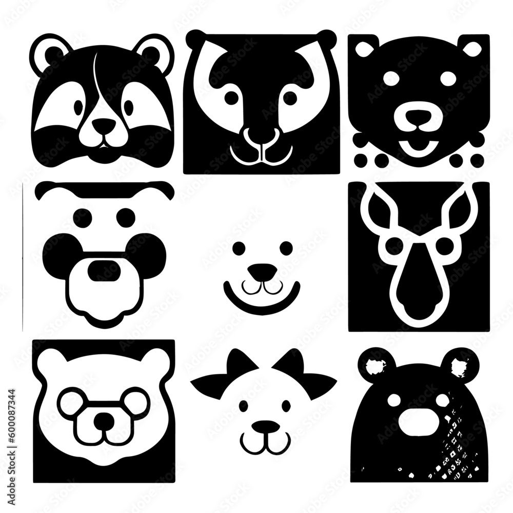Animal head vector design black and white