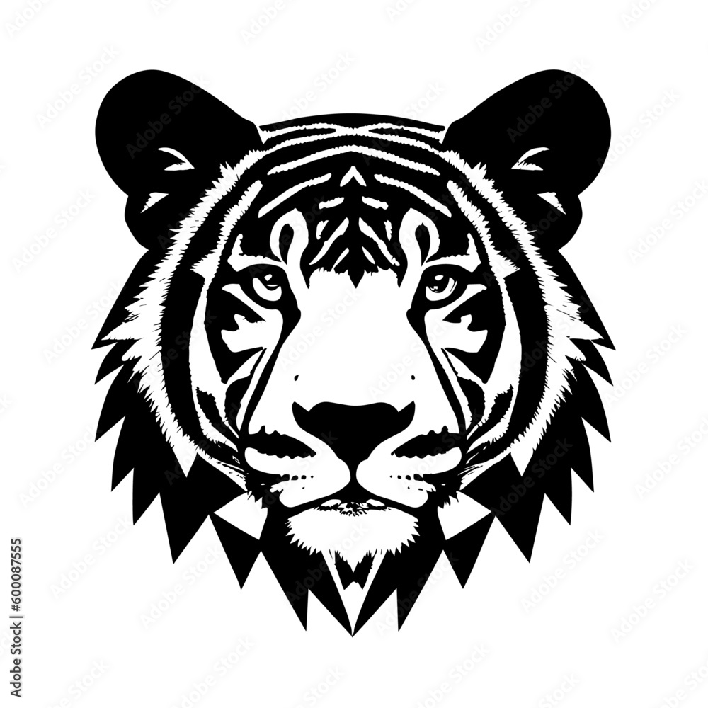 Animal head vector design black and white